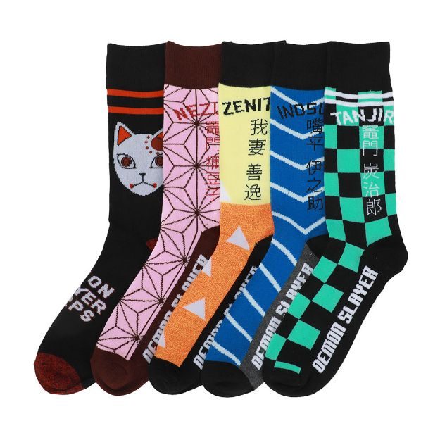 DEMON SLAYER PATTERNS 5 PAIR CREW SOCKS – Sweets and Geeks