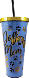 Dog Mom Foil Cup with Straw - Sweets and Geeks