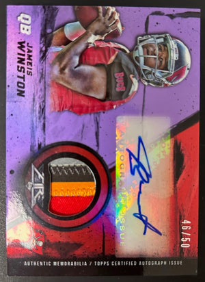 2015 Topps Fire Rookie Autograph Patches Purple #FRAPJW Jameis Winston - Sweets and Geeks