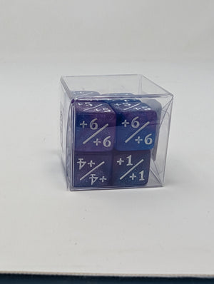 Blue and Purple +1/+1 Counter Dice - Sweets and Geeks