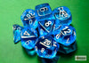 Chessex Translucent Tropical Blue/White 7-Die Set with Bonus Die - Sweets and Geeks