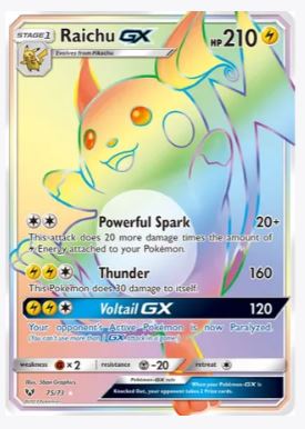 Raichu GX (Secret) - Shining Legends - Card # 75/73 - Sweets and Geeks