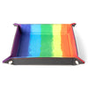 Velvet Folding Dice Tray w/ Leather Backing: Watercolor Rainbow