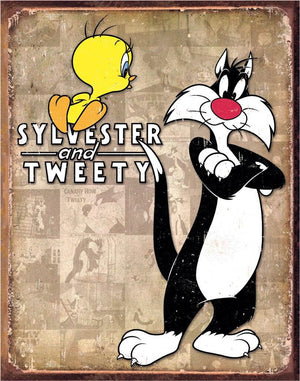 Tweety & Sylvester Retro Metal Sign - Sweets and Geeks