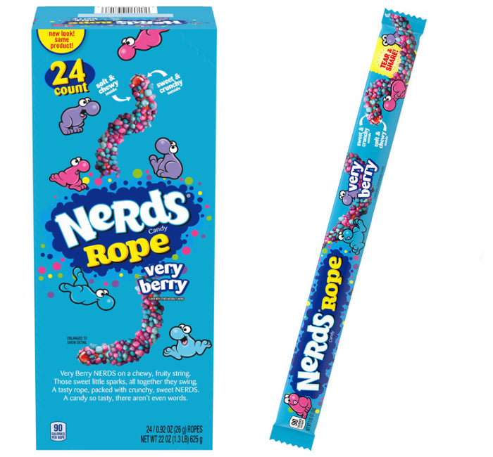 Nerds Candy, Rainbow, Rope - 24 pack, 0.92 oz ropes