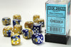 Gemini 16mm d6 Blue-Gold/white Dice Block (12 dice) - Sweets and Geeks