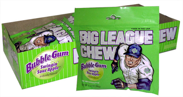 Big League Chew Bubble Gum, Sour Apple - 2.12 oz pouch