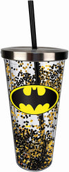 Batman Logo Glitter Cup w/Straw - Sweets and Geeks