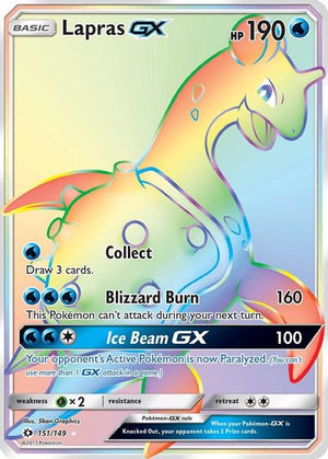 Lapras GX (Secret) - SM Base Set - Card # 151/149 - Sweets and Geeks