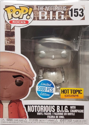 Funko Pop Rocks: The Notorious B.I.G. - The Notorious B.I.G. with Champagne (Platinum) (Hot Topic Exclusive) #153 - Sweets and Geeks