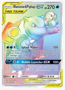 Blastoise & Piplup GX (Secret) SM - Cosmic Eclipse # 253/236 - Sweets and Geeks