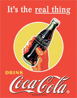 COKE - Real Thing - Bottle in Metal Tin Sign - Sweets and Geeks