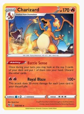 Charizard (Reverse Holofoil) SWSH04: Vivid Voltage # 025/185 - Sweets and Geeks