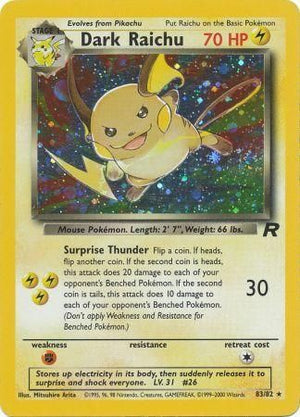 Dark Raichu - Team Rocket - Card # 83/82 - Sweets and Geeks