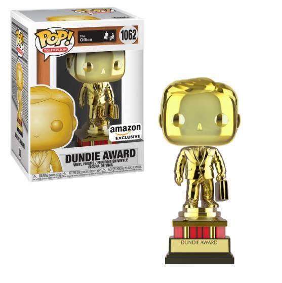 Funko Pop! Television: The Office - Dundie Award (Chrome) (Gold) (Amazon  Exclusive) #1062