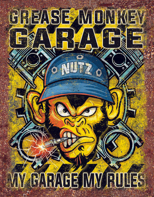 Grease Monkey Garage Tin Sign - Sweets and Geeks