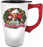 Merry Clarkmas Ceramic Travel Mug, 18 ounces - Sweets and Geeks