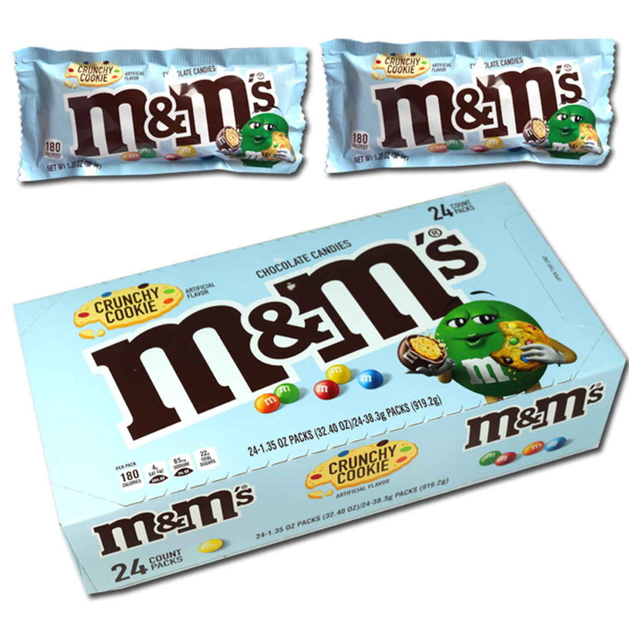 M&M'S Crunchy Cookie Milk Chocolate Candy, Singles Size, 1.35 Ounces,  24-Count Box