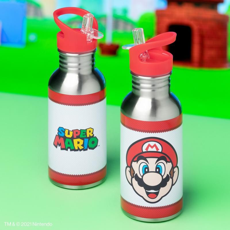 Super Mario Metal Water Bottle with Straw