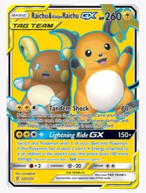 Raichu & Alolan Raichu GX (Full Art) SM - Unified Minds # 220/236 - Sweets and Geeks