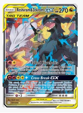 Reshiram & Zekrom GX SM - Cosmic Eclipse # 157/236 - Sweets and Geeks