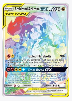 Reshiram & Zekrom GX (Secret) SM - Cosmic Eclipse # 259/236 - Sweets and Geeks