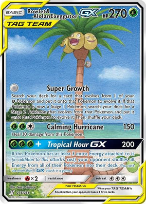 Rowlet & Alolan Exeggutor GX (Alternate Full Art) SM - Unified Minds # 215/236 - Sweets and Geeks