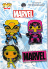 FUNKO Pop! Marvel X-Men Blacklight Pin Set of 4 Wolverine, Magneto & Rogue - Sweets and Geeks