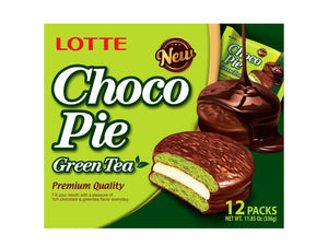 LOTTE Choco Pie - Green Tea 12 pc - Sweets and Geeks