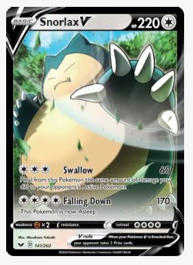 Snorlax V SWSH01: Sword & Shield Base Set	# 141/202 - Sweets and Geeks