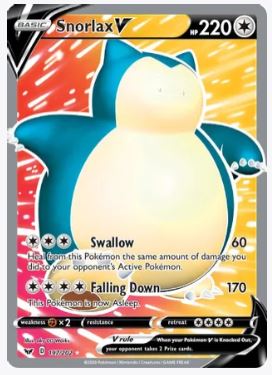 Snorlax V (Full Art) SWSH01: Sword & Shield Base Set # 197/202 - Sweets and Geeks