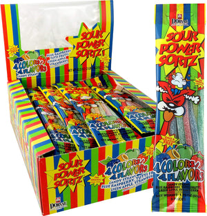 Sour Power Candy Straws, Sortz, 1.75 Ounce (Blue Raspberry, Tutti Frutti, Green Apple, Strawberry) - Sweets and Geeks