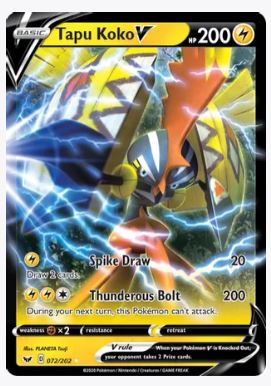 Tapu Koko V SWSH01: Sword & Shield Base Set # 072/202 - Sweets and Geeks