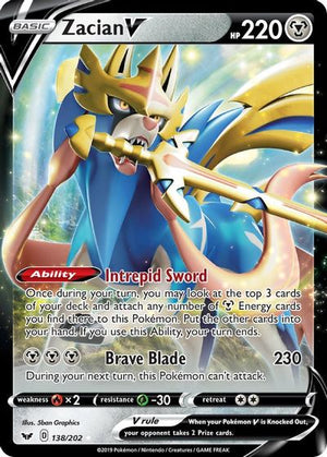 Zacian V SWSH01: Sword & Shield Base Set # 138/202 - Sweets and Geeks